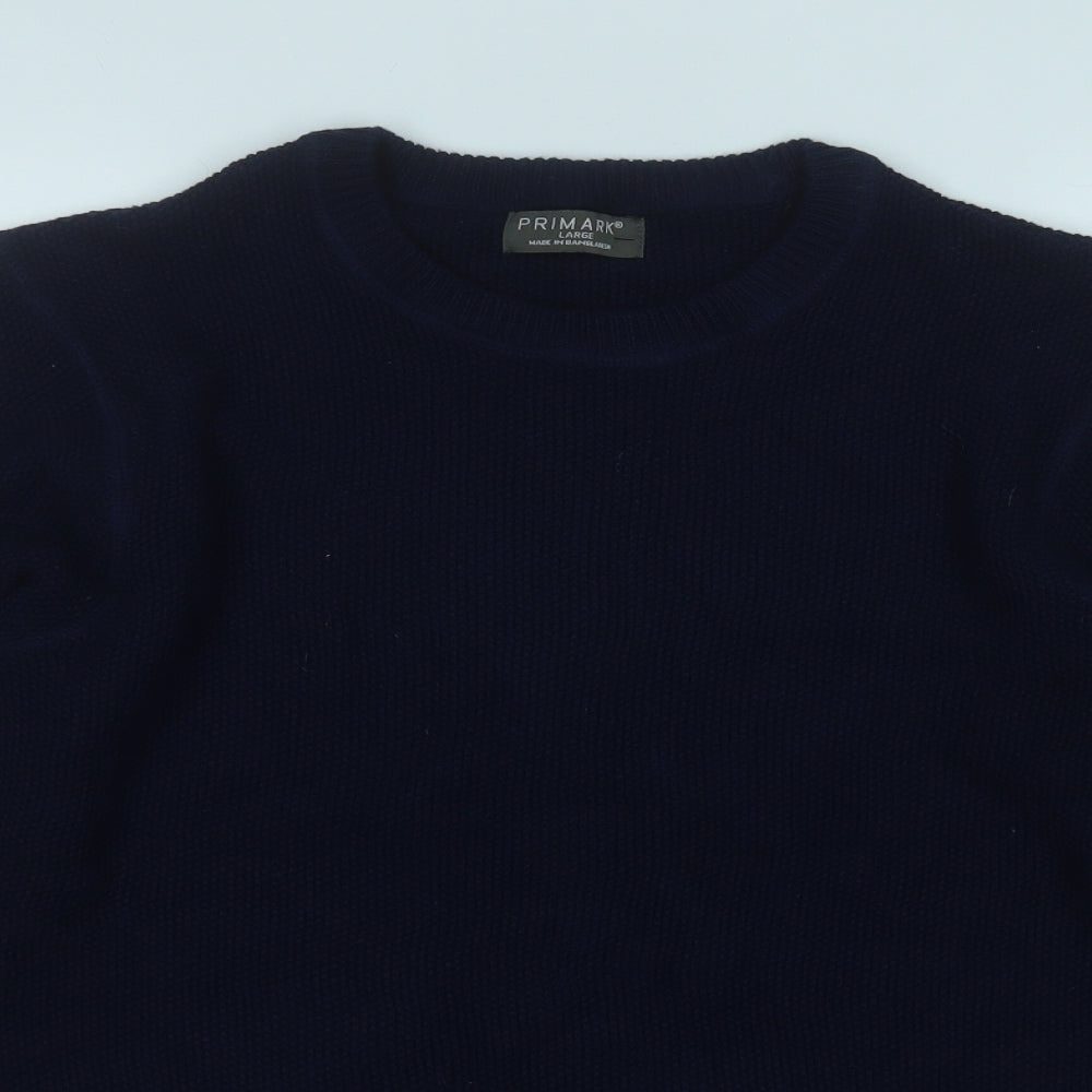 Primark Mens Blue Round Neck  Cotton Pullover Jumper Size L