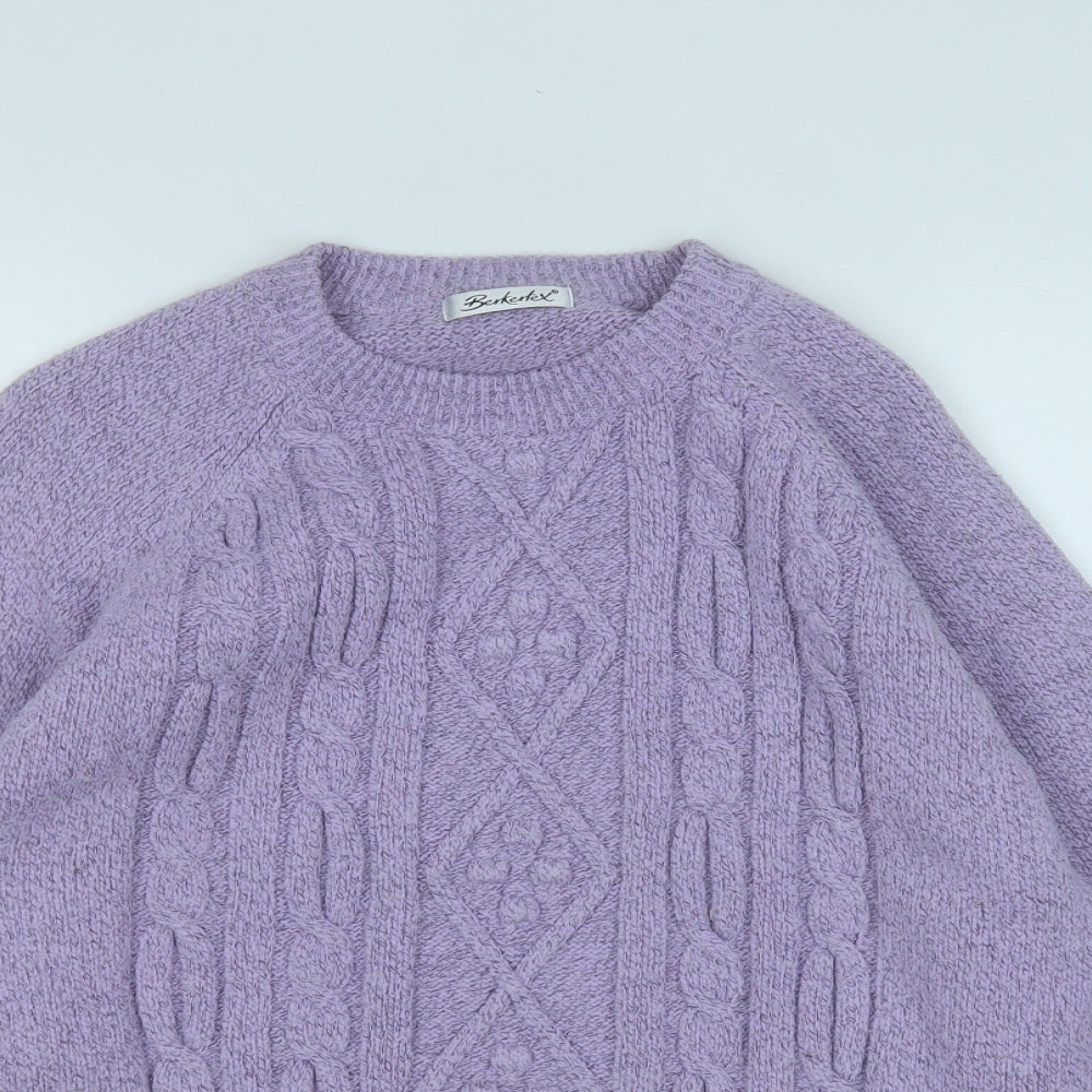 Berkertex Womens Purple Round Neck  Acrylic Pullover Jumper Size 14