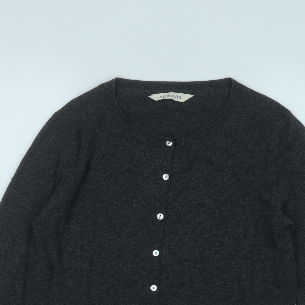Nomad Womens Grey Round Neck  Wool Cardigan Jumper Size M