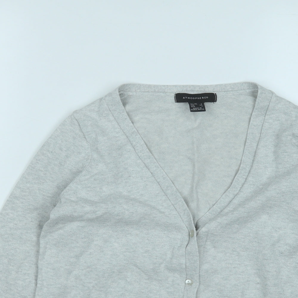 Atmosphere Womens Grey V-Neck  Cotton Pullover Jumper Size 6