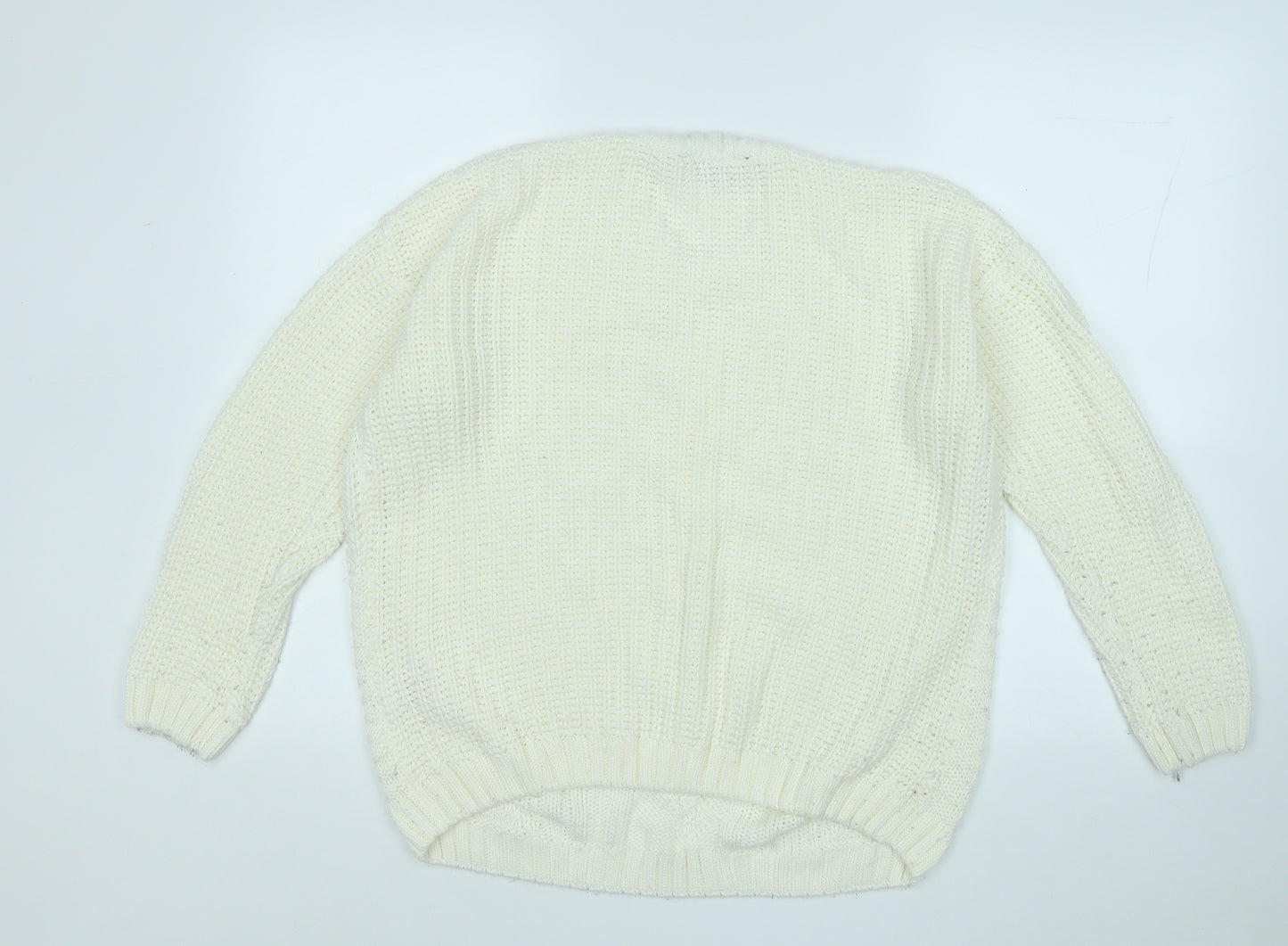 Peacocks Womens Yellow Round Neck  Acrylic Pullover Jumper Size L