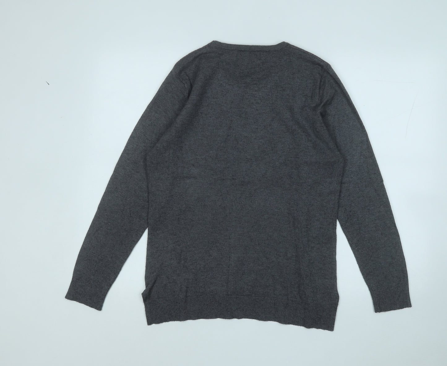 Mud Flower Womens Grey Round Neck  Polyester Pullover Jumper Size M   - Love Heart