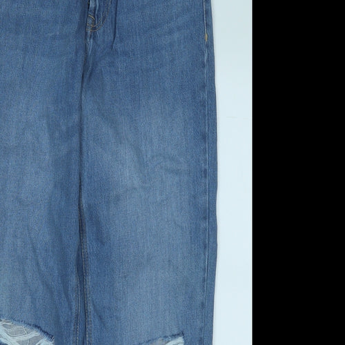 F&F Womens Blue  Cotton Straight Jeans Size 10 L31 in Regular
