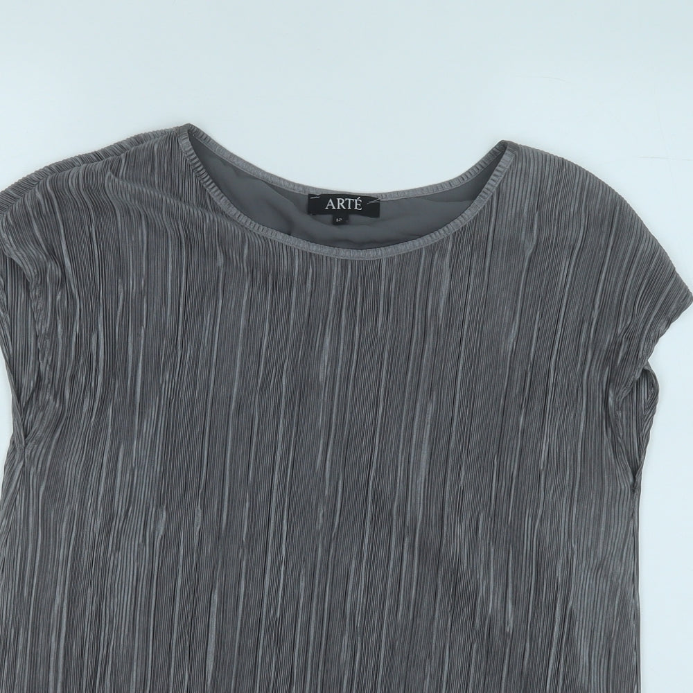 arte Womens Grey  Polyester Basic T-Shirt Size 12 Round Neck