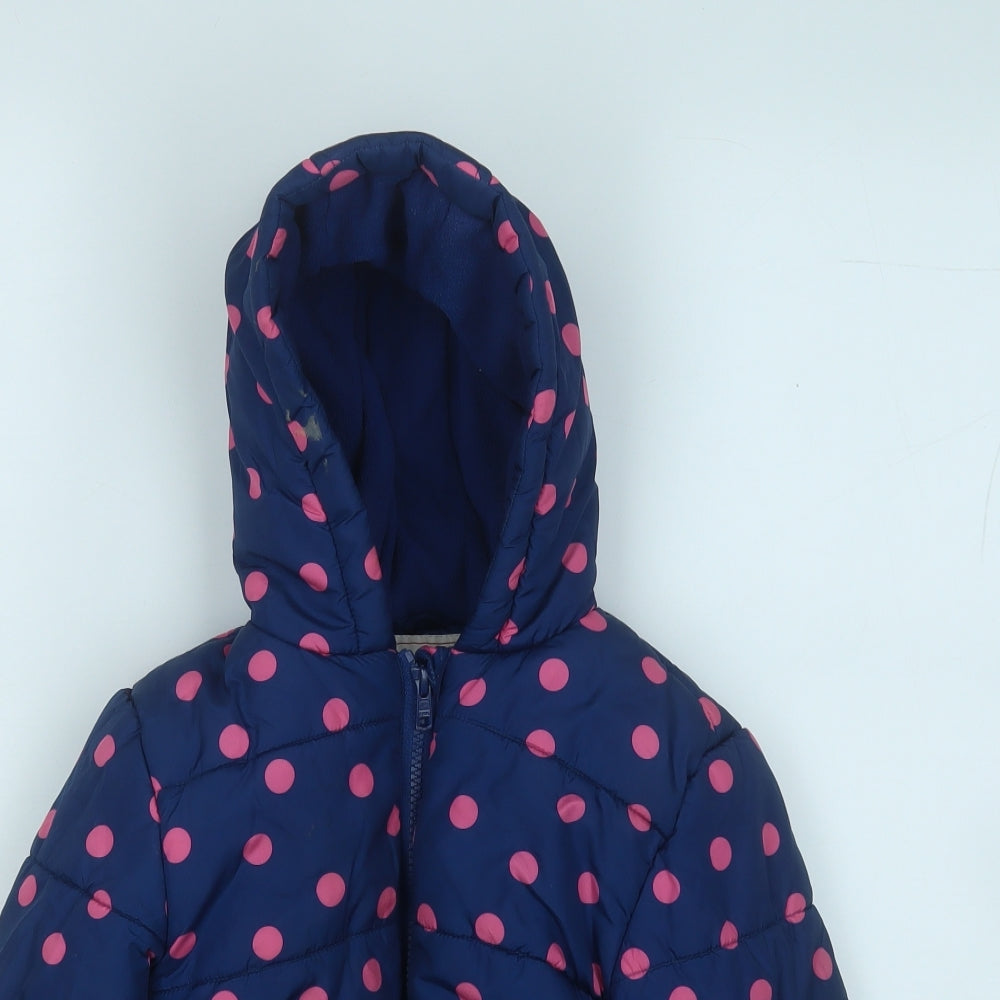 George Girls Blue Polka Dot  Puffer Jacket Coat Size 3-4 Years