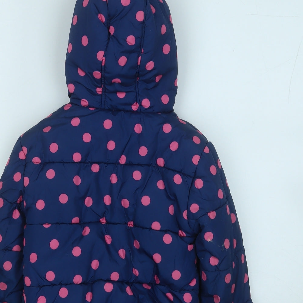 George Girls Blue Polka Dot  Puffer Jacket Coat Size 3-4 Years