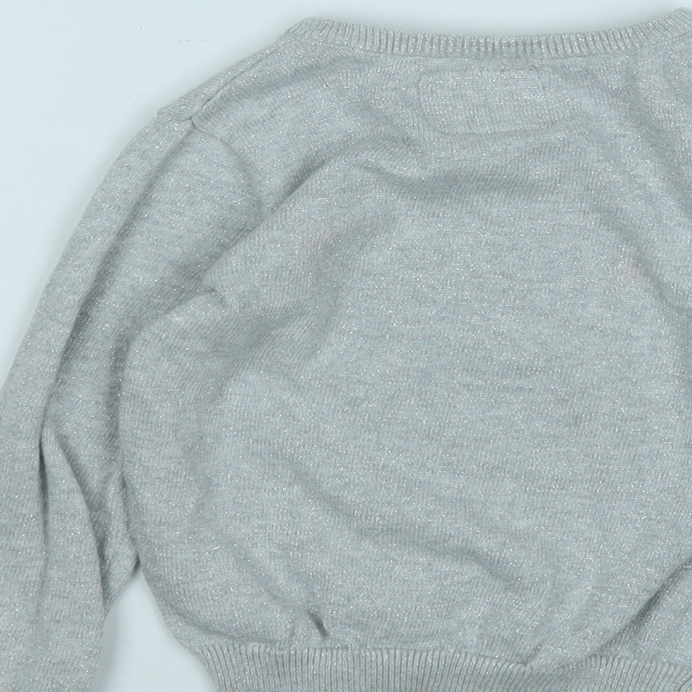 Primark Girls Grey Round Neck  Cotton Pullover Jumper Size 4-5 Years   - Snowman