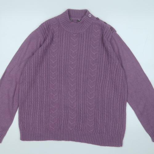 Berkertex Womens Purple Round Neck  Acrylic Pullover Jumper Size 18