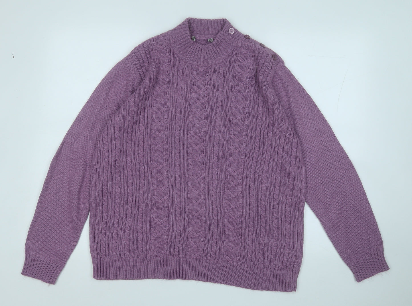 Berkertex Womens Purple Round Neck  Acrylic Pullover Jumper Size 18