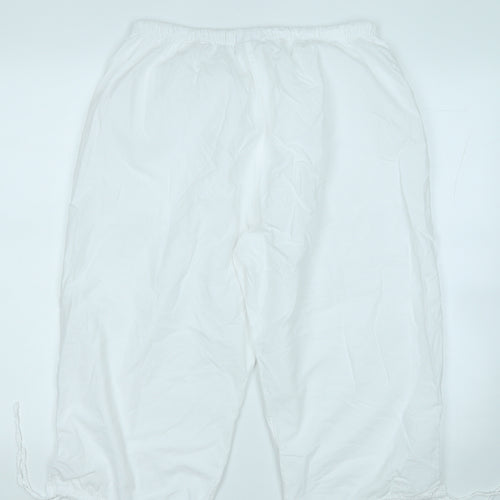 Elaine Womens White  Cotton Capri Trousers Size 3XL  Regular