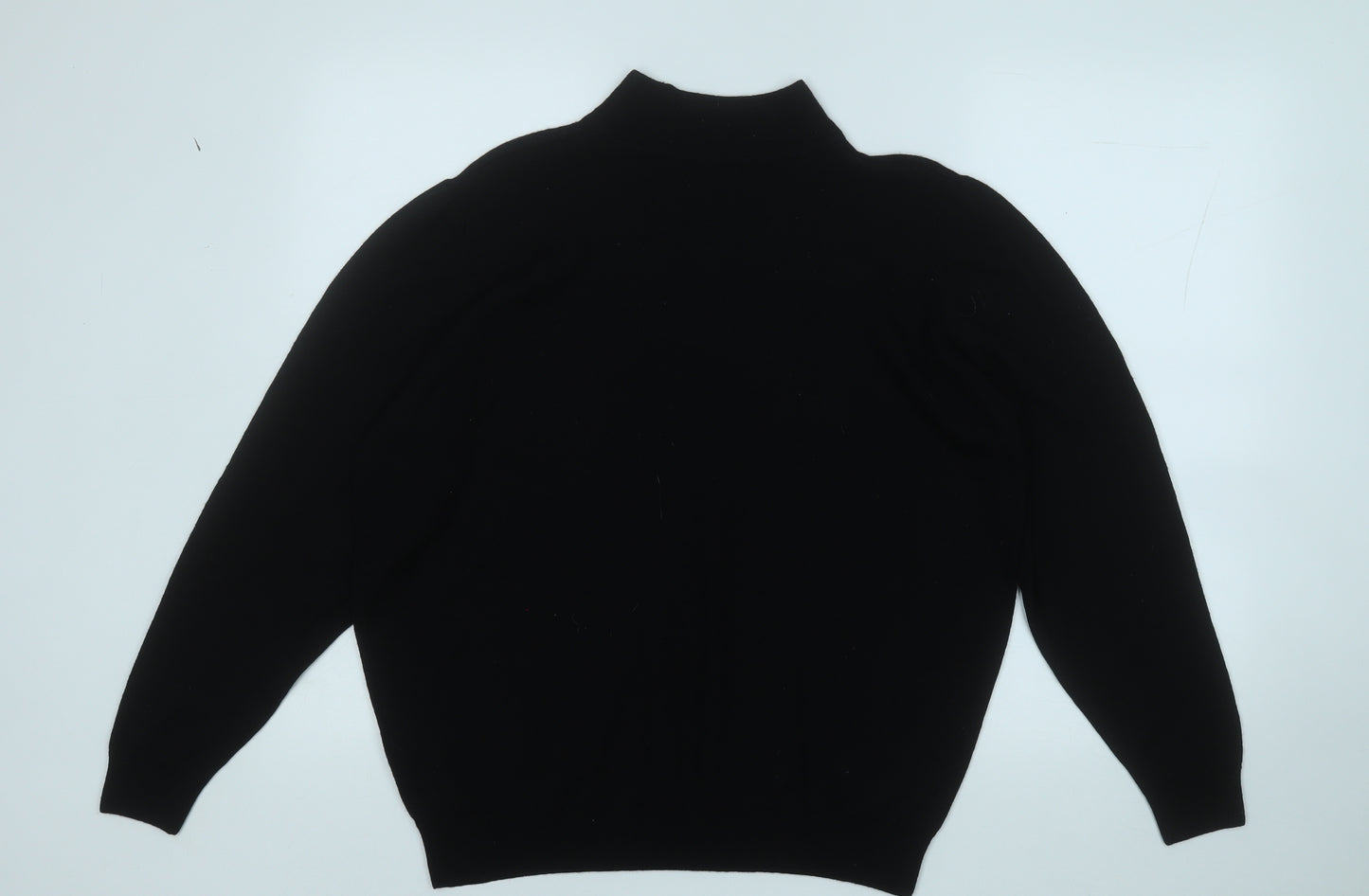 Marks and Spencer Womens Black Mock Neck  Wool Pullover Jumper Size 18   - Ribbed