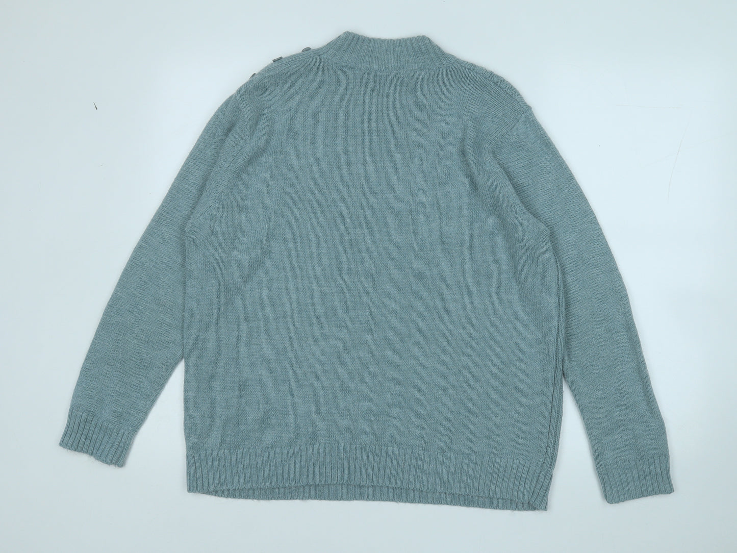 Berkertex Womens Blue Mock Neck  Acrylic Pullover Jumper Size 18