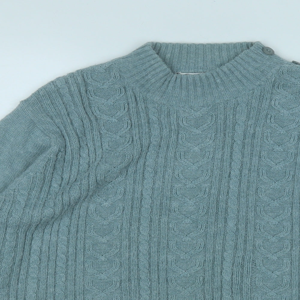 Berkertex Womens Blue Mock Neck  Acrylic Pullover Jumper Size 18