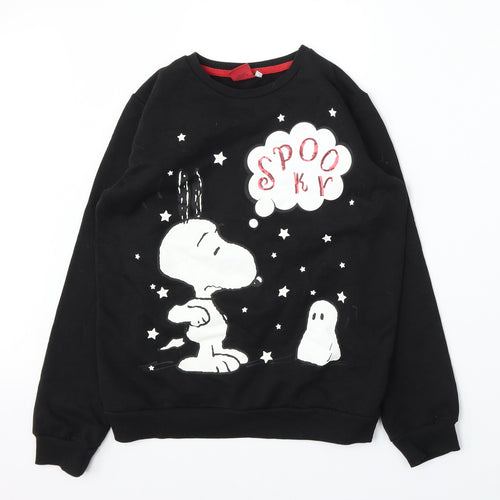 Peanuts Womens Black  Cotton Pullover Sweatshirt Size M   - Snoopy