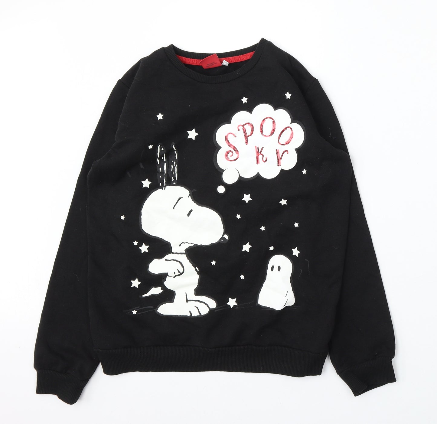 Peanuts Womens Black  Cotton Pullover Sweatshirt Size M   - Snoopy