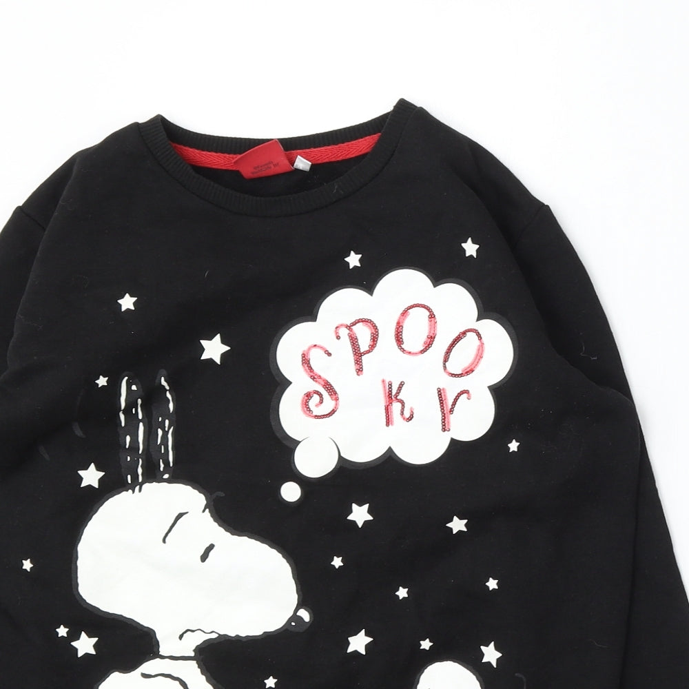 Peanuts Womens Black  Cotton Pullover Sweatshirt Size M   - Snoopy