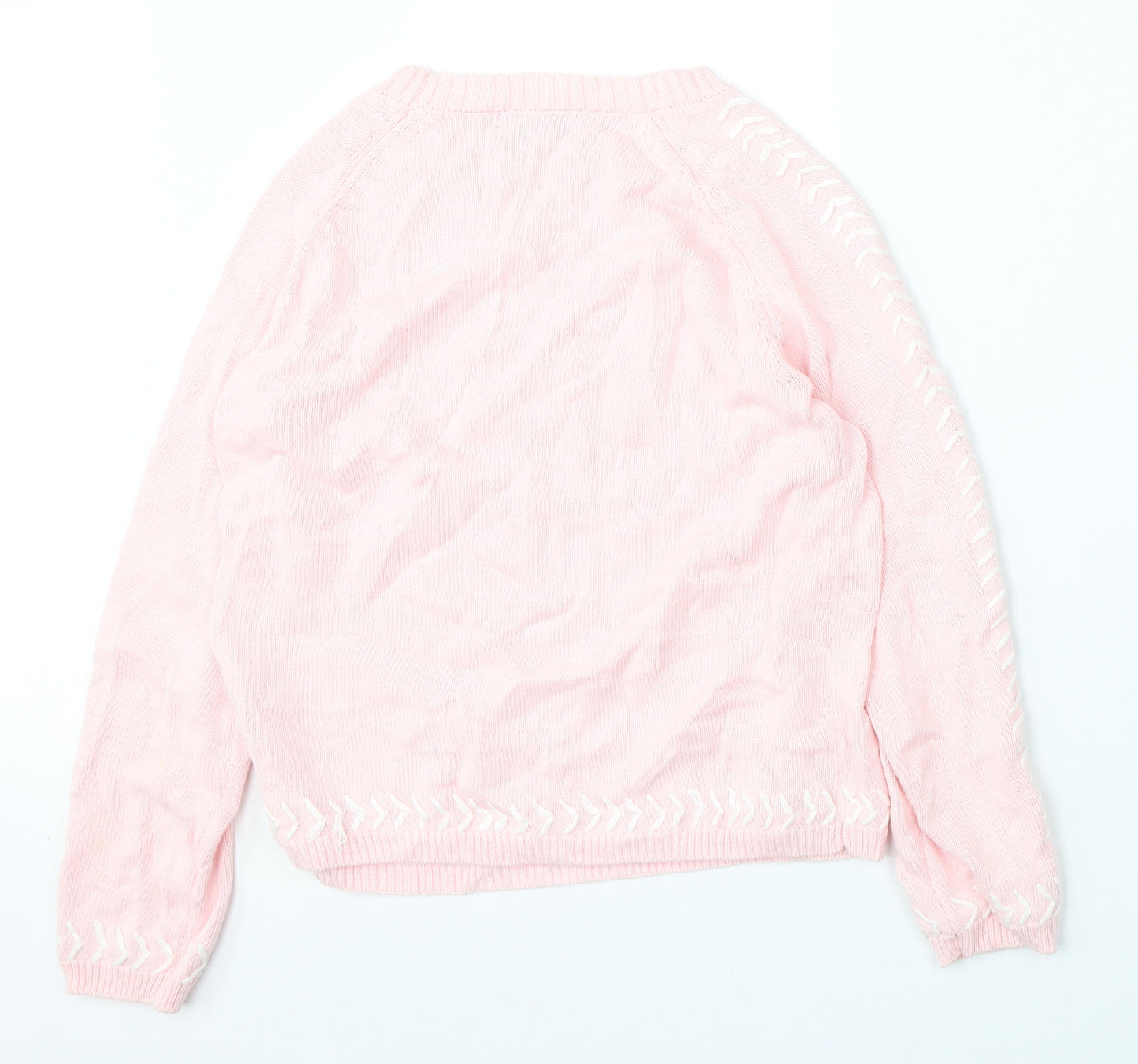 Metric Womens Pink Round Neck  Cotton Pullover Jumper Size S