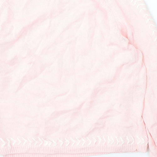 Metric Womens Pink Round Neck  Cotton Pullover Jumper Size S