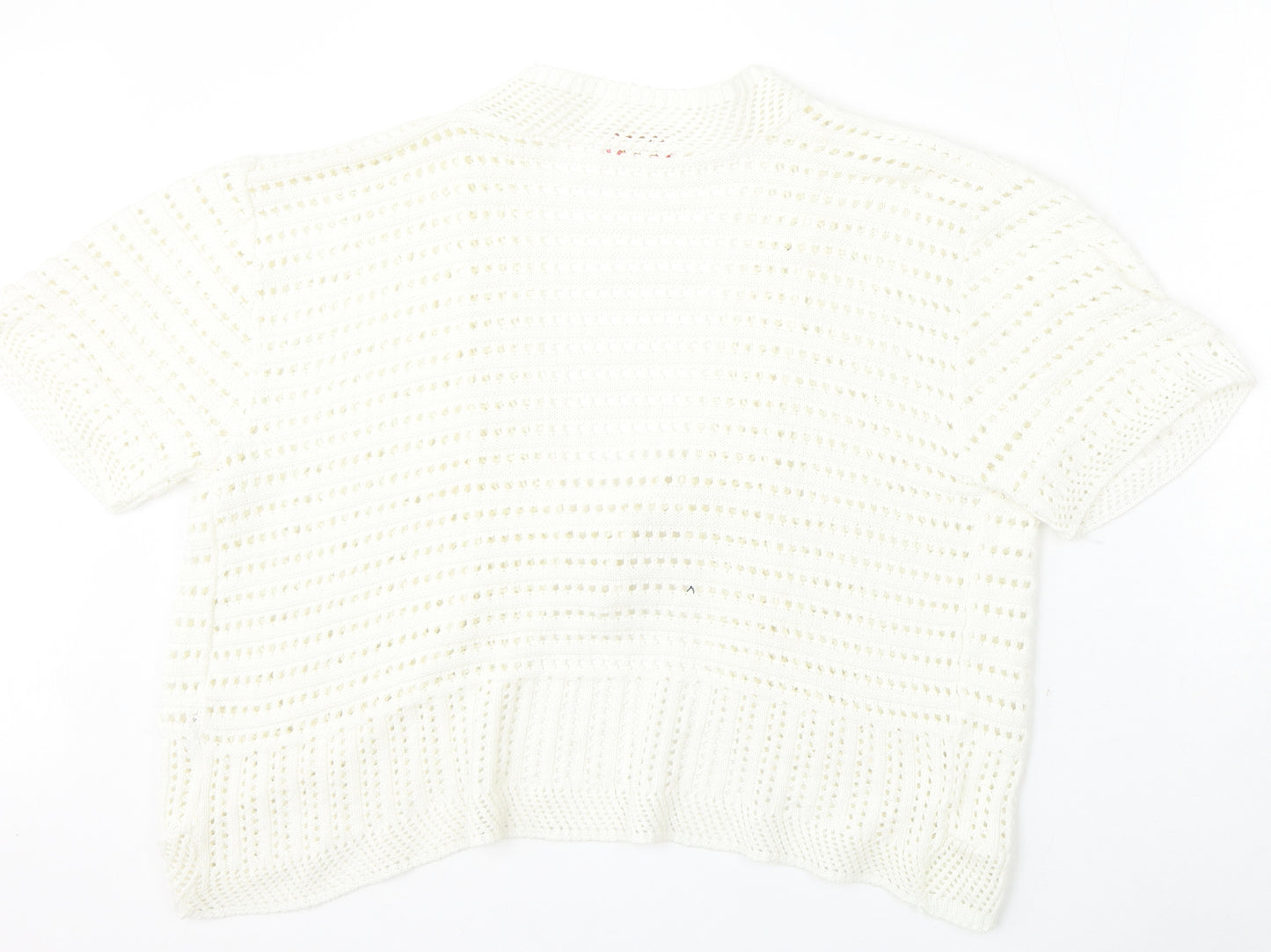 Beil Womens White V-Neck  Cotton Cardigan Jumper Size L