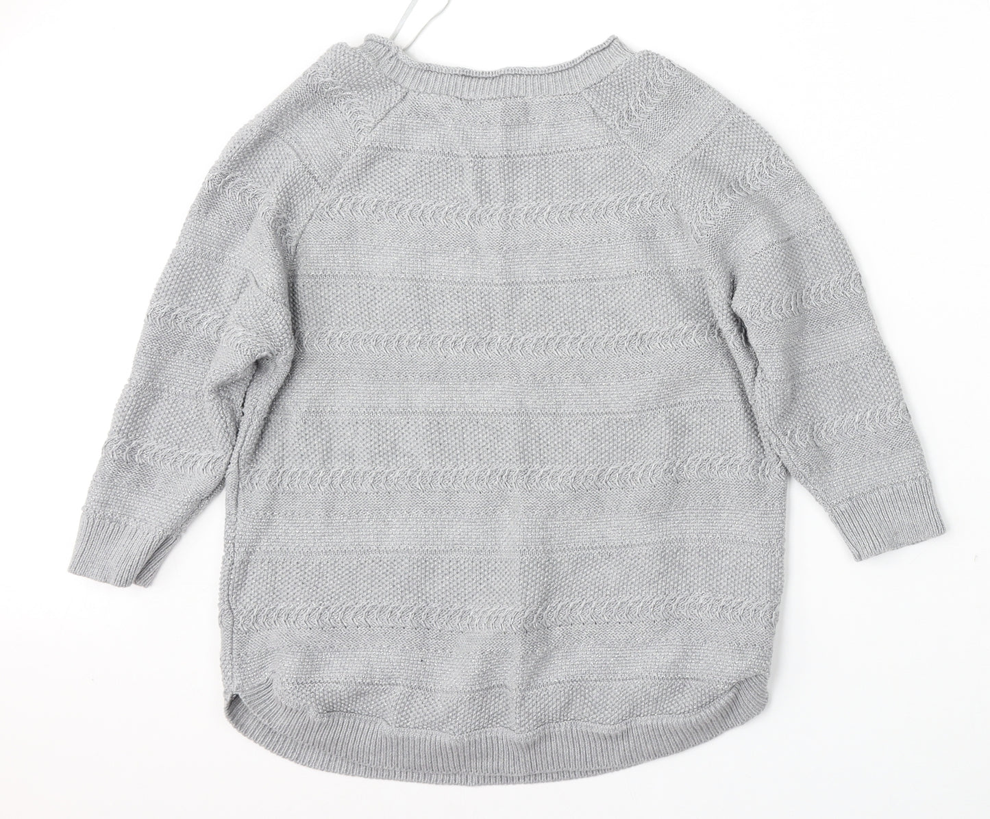 Laura Ashley Womens Grey Round Neck  Acrylic Pullover Jumper Size 14