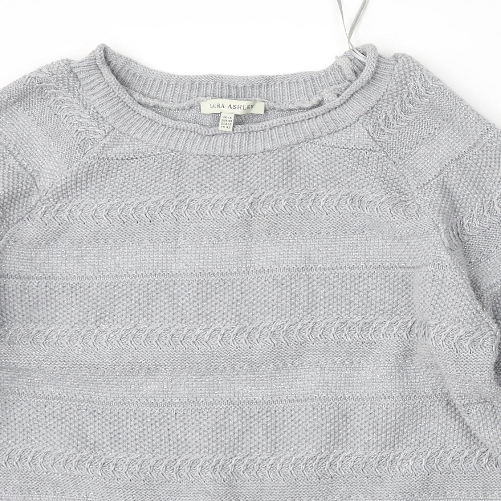 Laura Ashley Womens Grey Round Neck  Acrylic Pullover Jumper Size 14