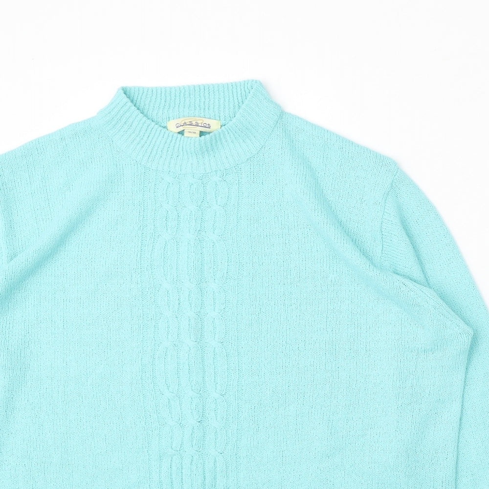 Classics Womens Blue Round Neck  Acrylic Pullover Jumper Size 16