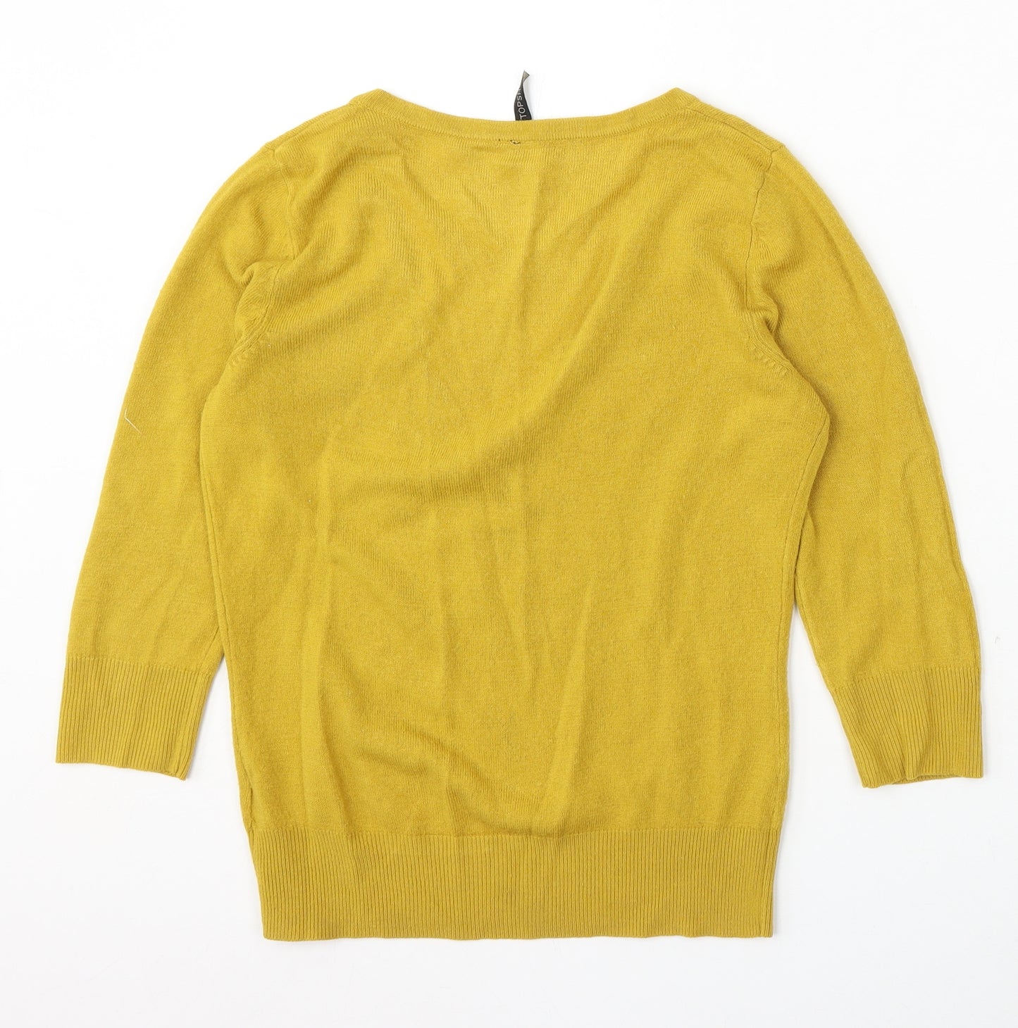 Topshop Womens Yellow V-Neck  Acrylic Pullover Jumper Size 8