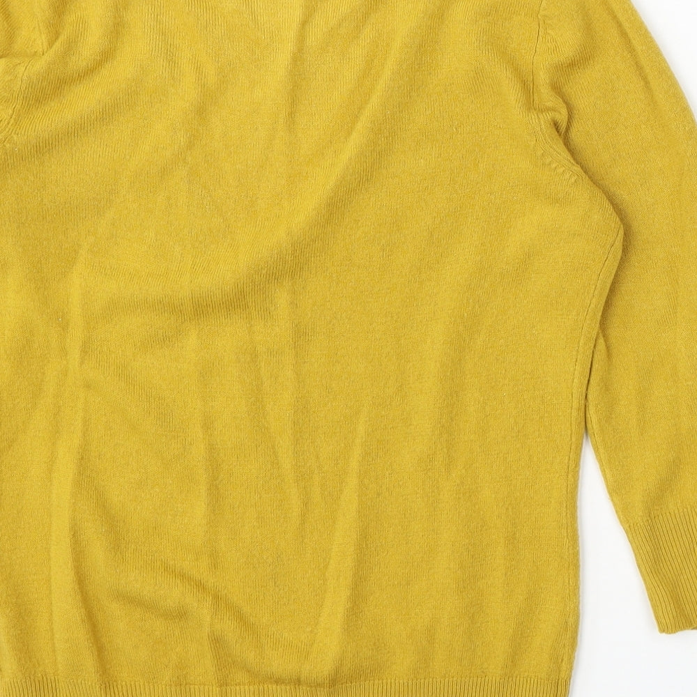 Topshop Womens Yellow V-Neck  Acrylic Pullover Jumper Size 8
