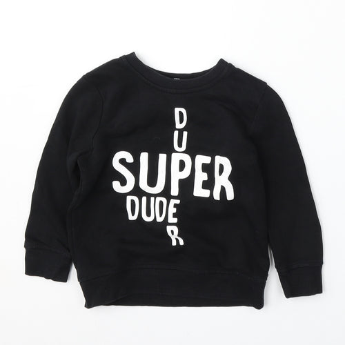 George Boys Black  Cotton Pullover Sweatshirt Size 3-4 Years