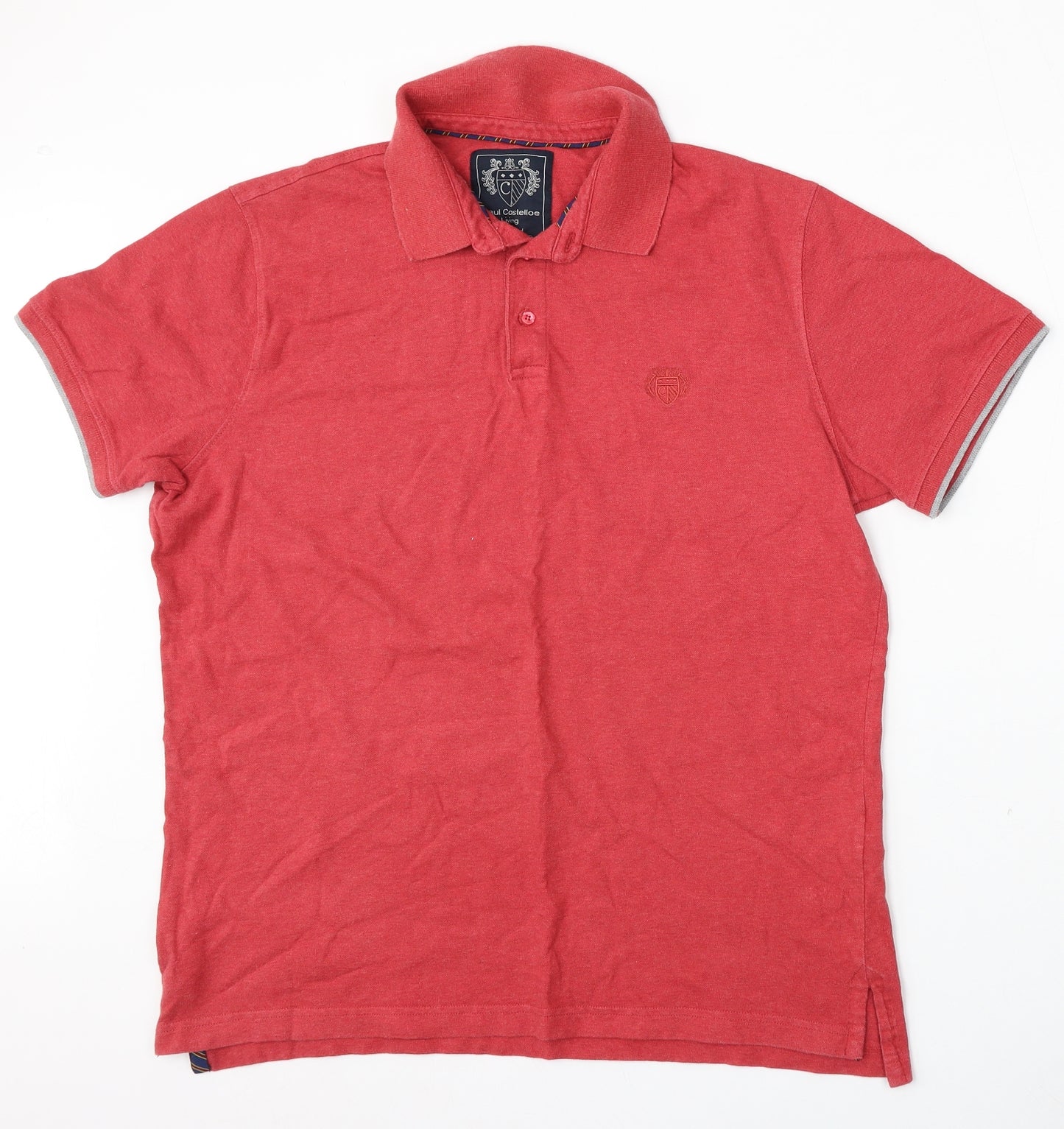 Paul Costelloe Mens Red  Cotton  Polo Size XL Collared Button