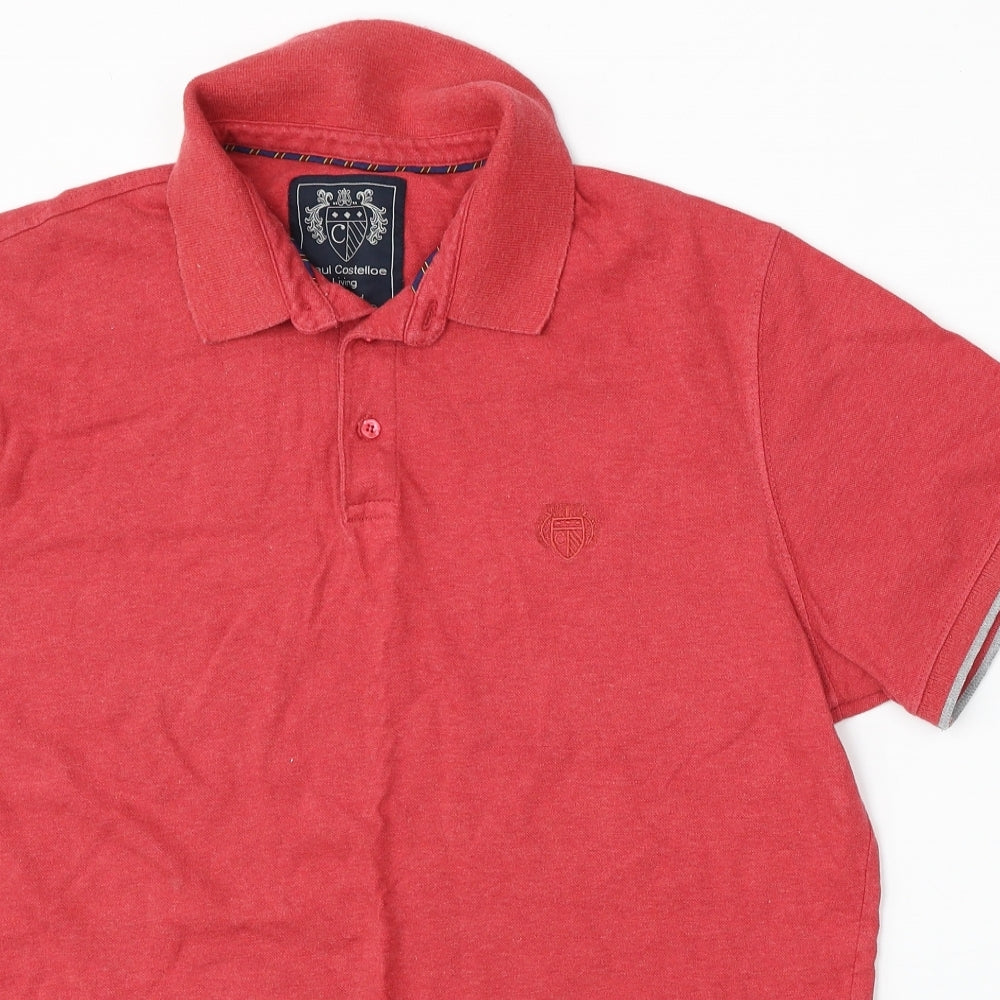Paul Costelloe Mens Red  Cotton  Polo Size XL Collared Button
