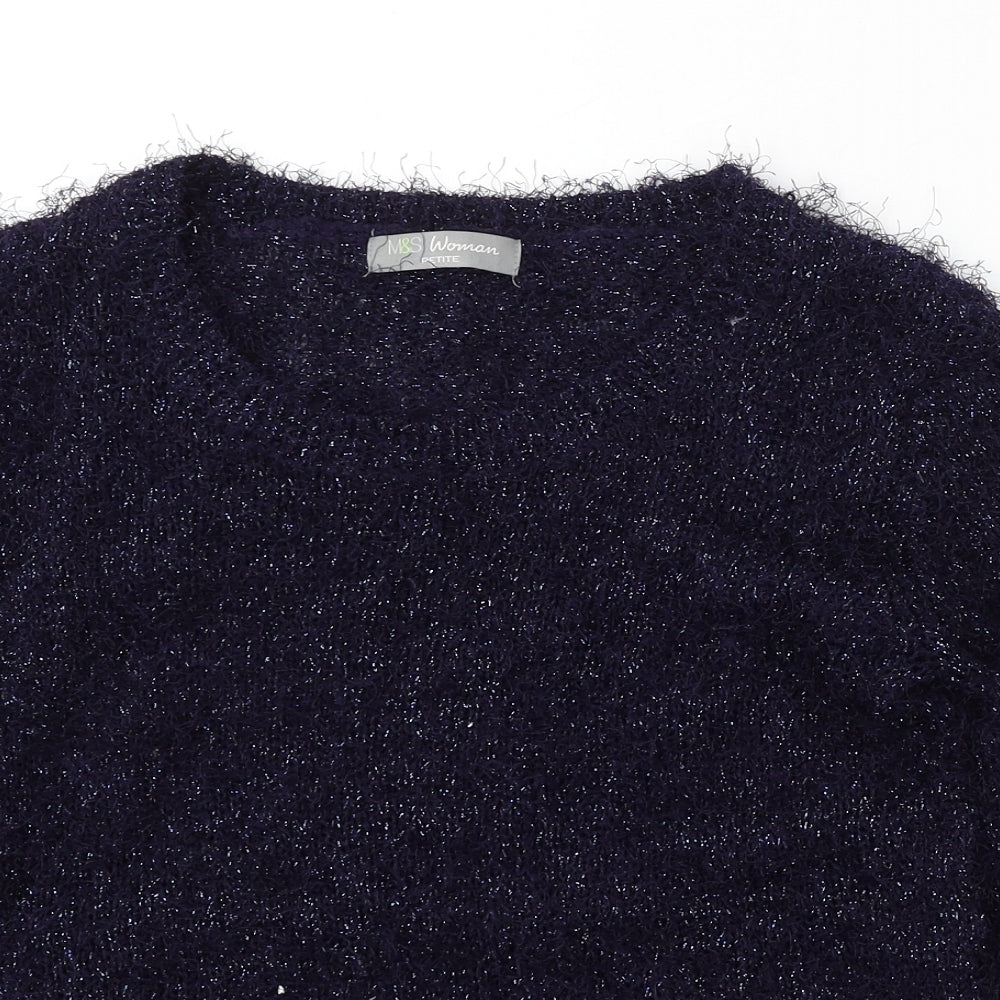 Marks and Spencer Womens Blue Round Neck  Polyester Pullover Jumper Size 14