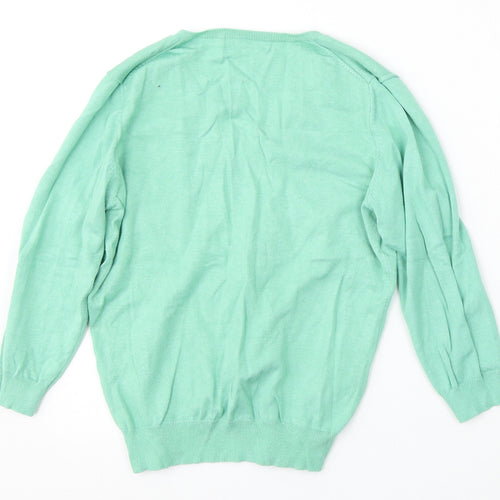 Marks and Spencer Womens Green V-Neck  Viscose Pullover Jumper Size 14
