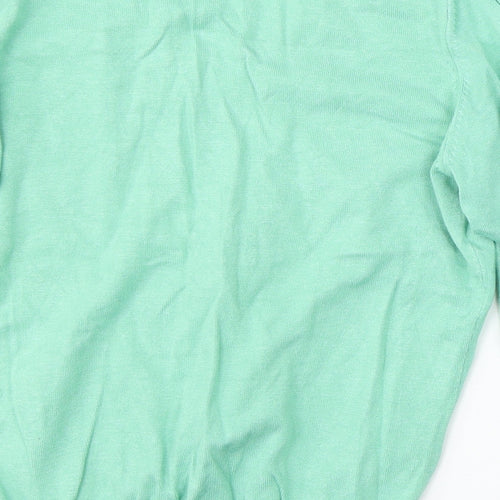 Marks and Spencer Womens Green V-Neck  Viscose Pullover Jumper Size 14