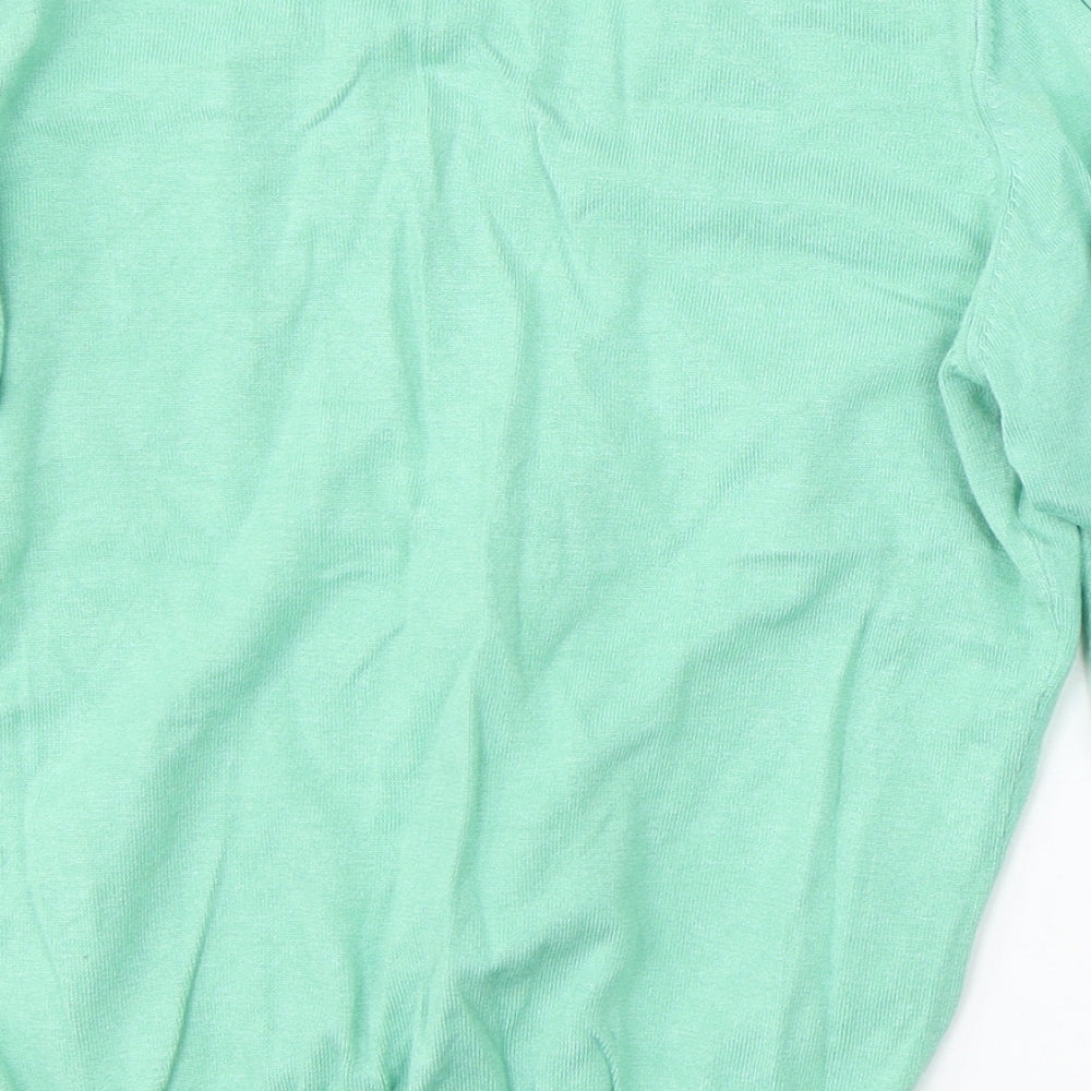 Marks and Spencer Womens Green V-Neck  Viscose Pullover Jumper Size 14
