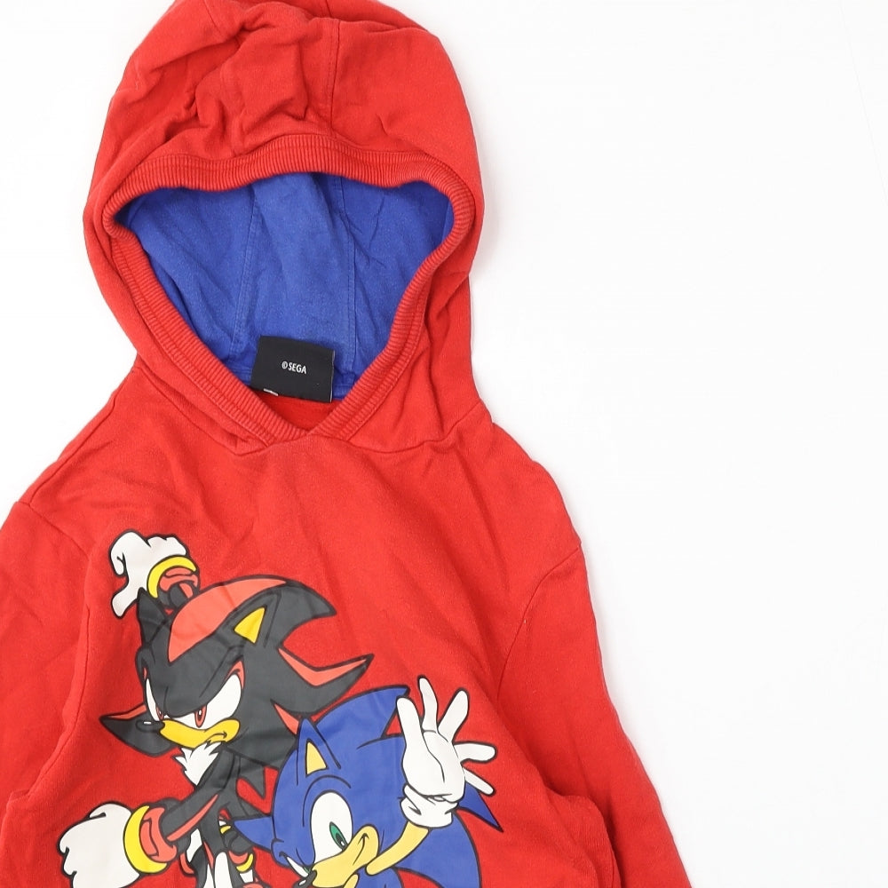 Sonic Boys Red  Cotton Pullover Hoodie Size 9-10 Years