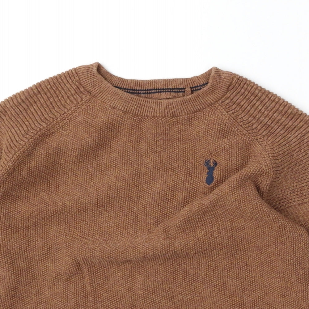 NEXT Boys Brown Round Neck  Cotton Pullover Jumper Size 6 Years