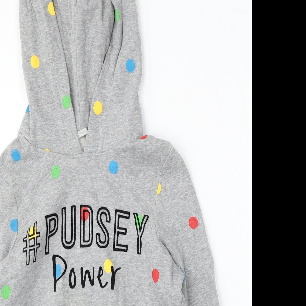 George Womens Grey Geometric Cotton Pullover Hoodie Size 10