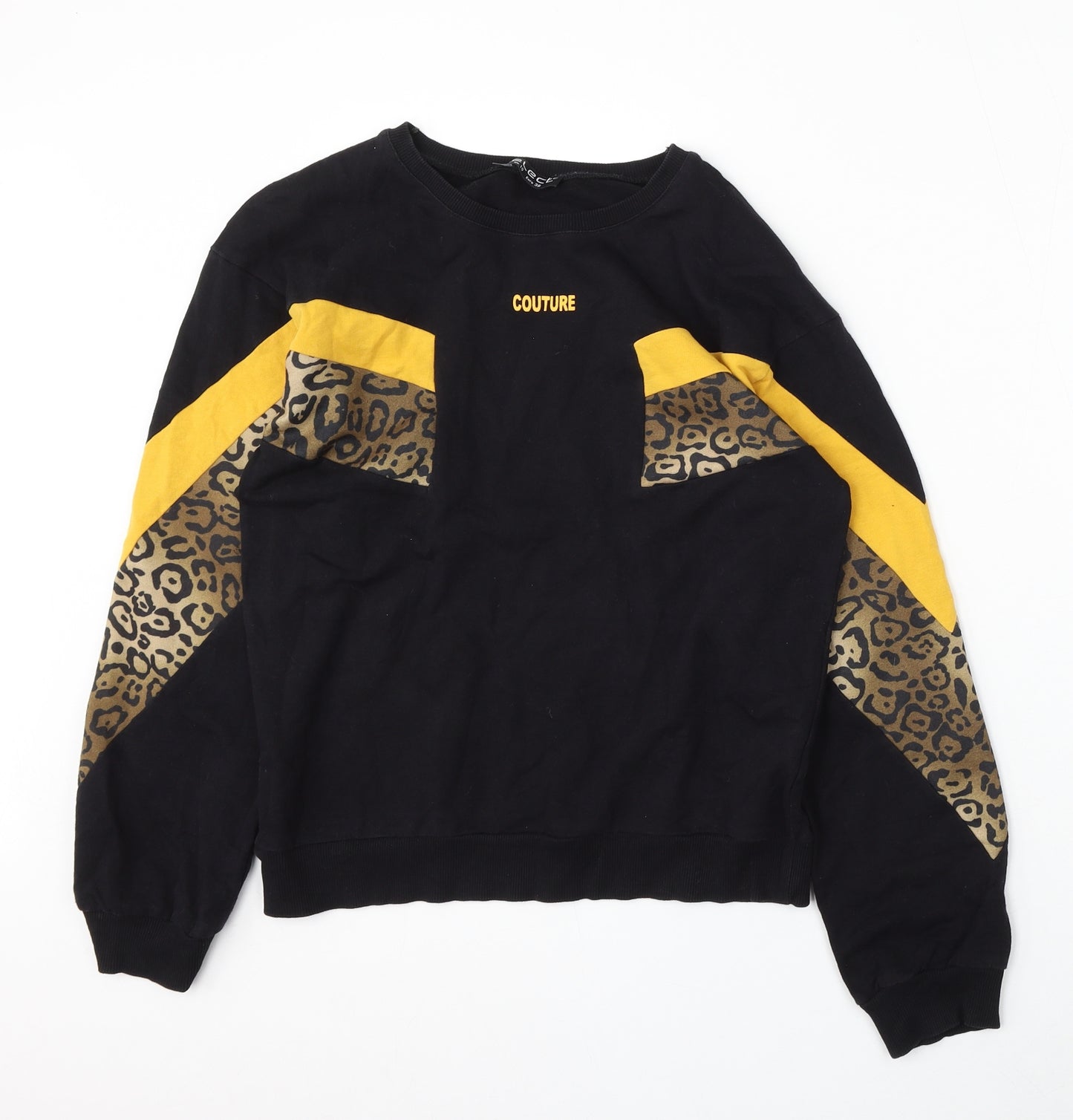 Select Womens Black Animal Print Cotton Pullover Sweatshirt Size 10