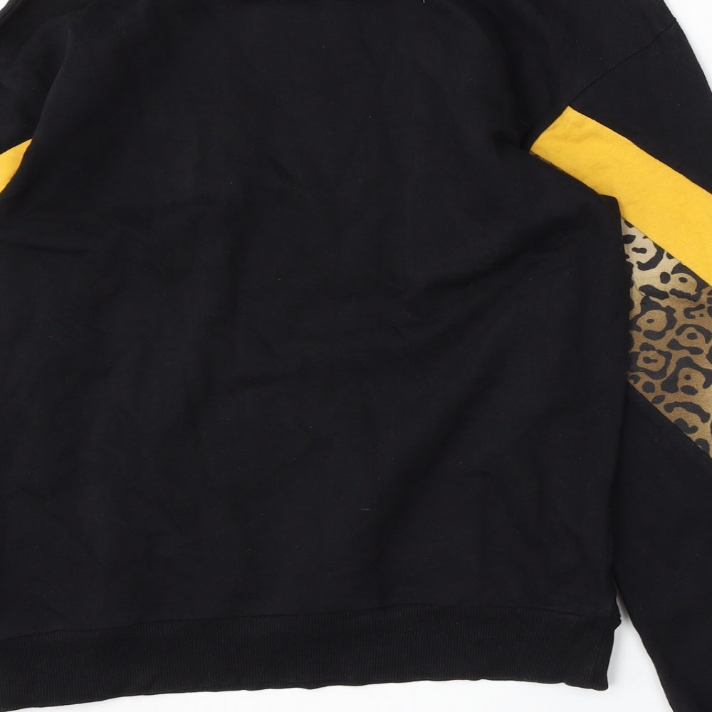 Select Womens Black Animal Print Cotton Pullover Sweatshirt Size 10