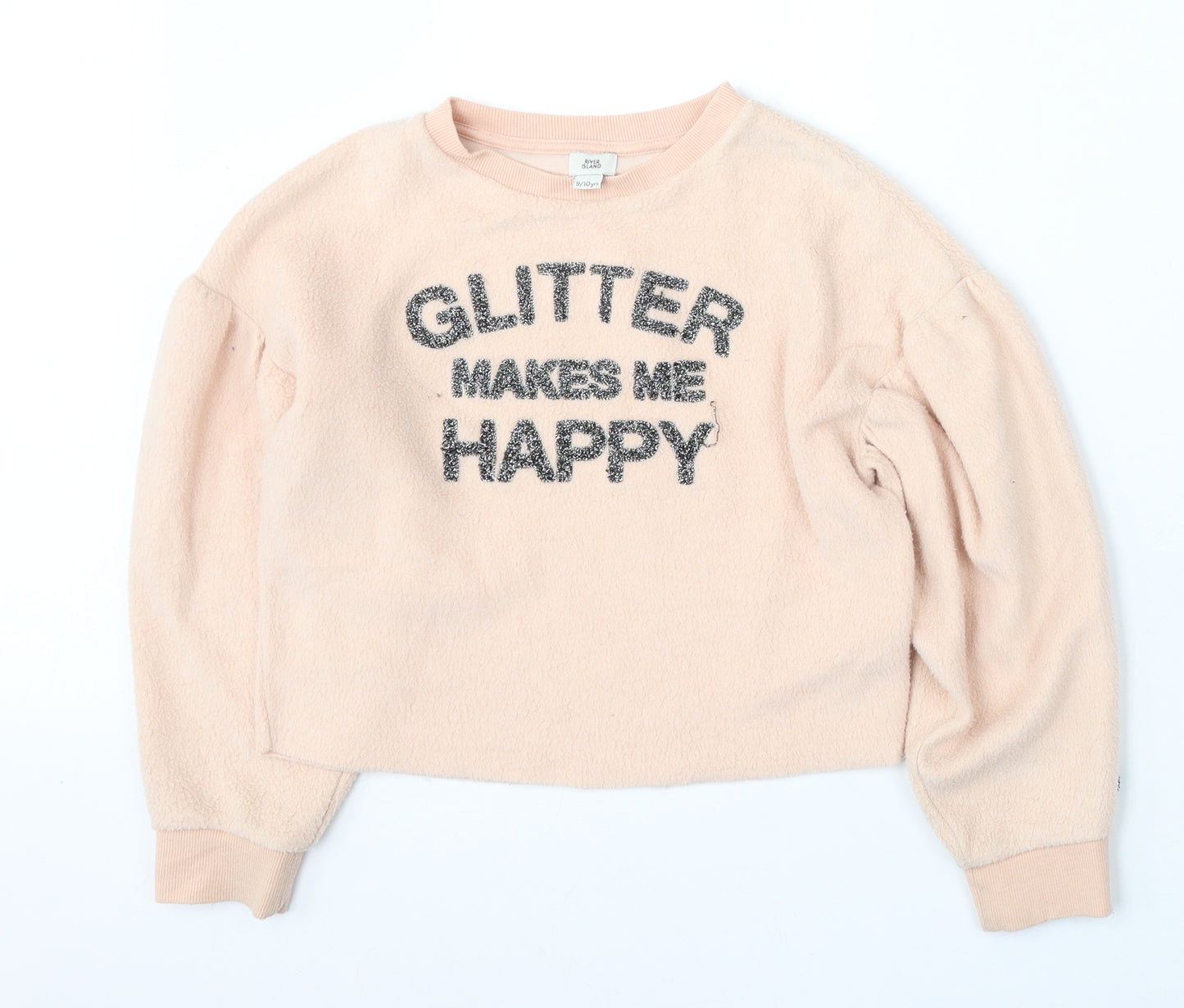 River Island Girls Pink  Polyester Pullover Sweatshirt Size 9-10 Years