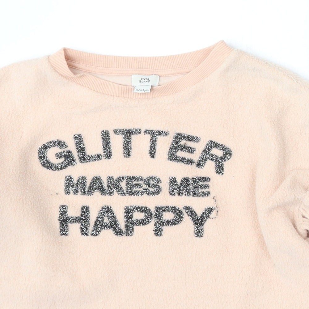 River Island Girls Pink  Polyester Pullover Sweatshirt Size 9-10 Years