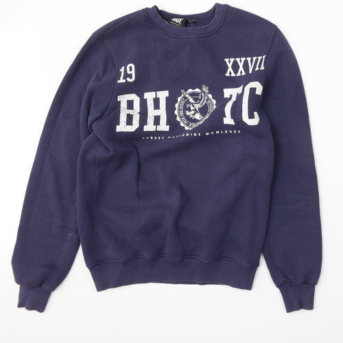 BCK & HRSY Mens Blue  Cotton Pullover Sweatshirt Size S