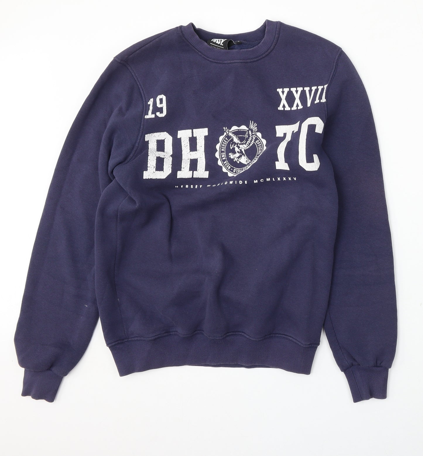 BCK & HRSY Mens Blue  Cotton Pullover Sweatshirt Size S