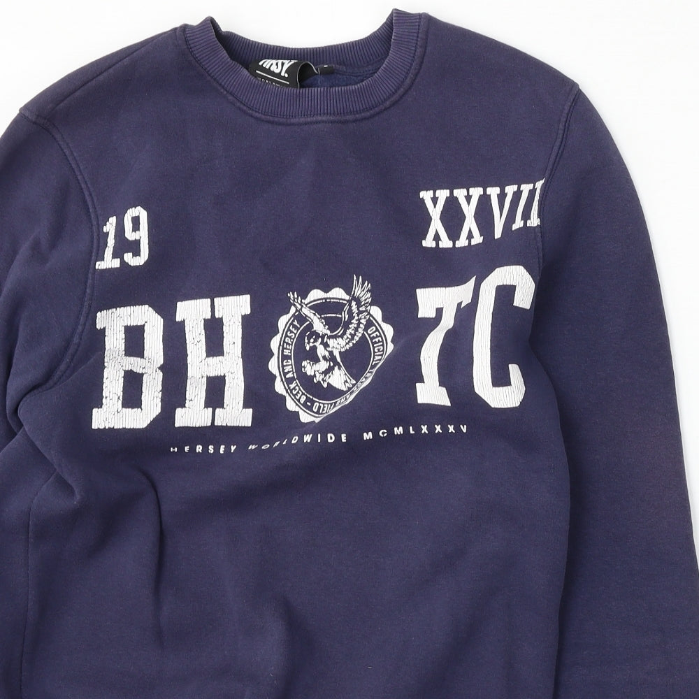 BCK & HRSY Mens Blue  Cotton Pullover Sweatshirt Size S