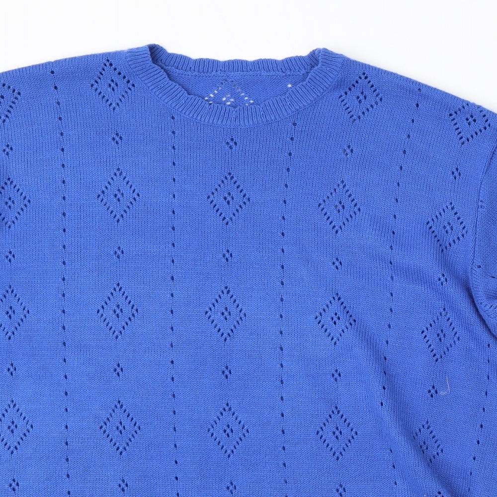 Preworn Womens Blue Round Neck  Polyester Pullover Jumper Size 14