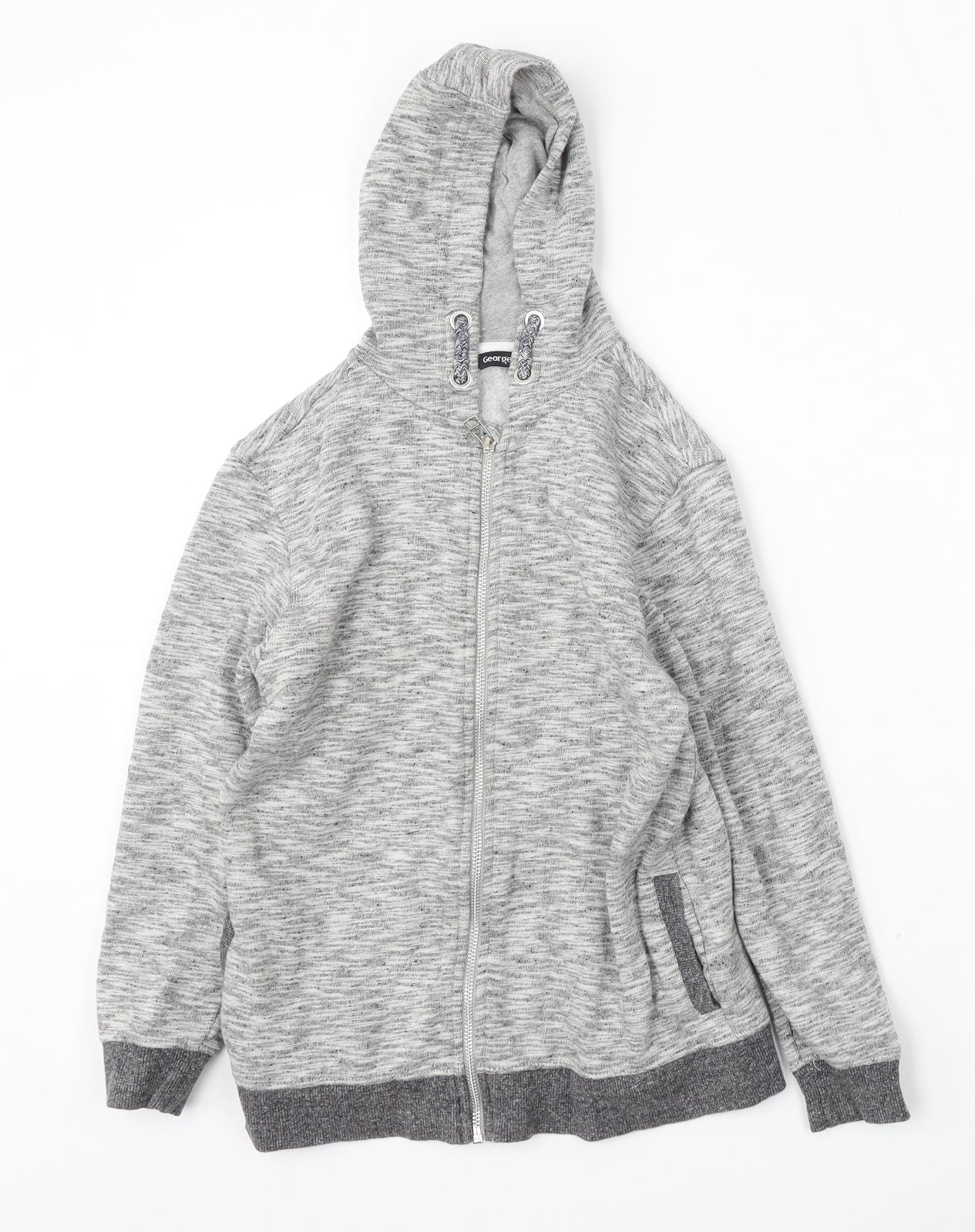 George Boys Grey  Cotton Full Zip Hoodie Size 9-10 Years  Zip