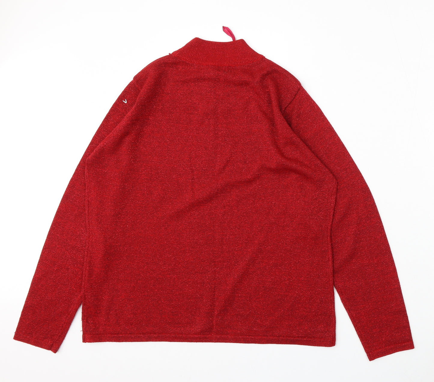 Bonmarché Womens Red Mock Neck  Acrylic Pullover Jumper Size M