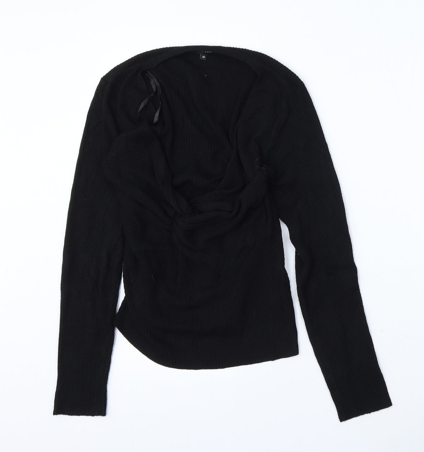 New Look Womens Black Round Neck  Viscose Pullover Jumper Size 14