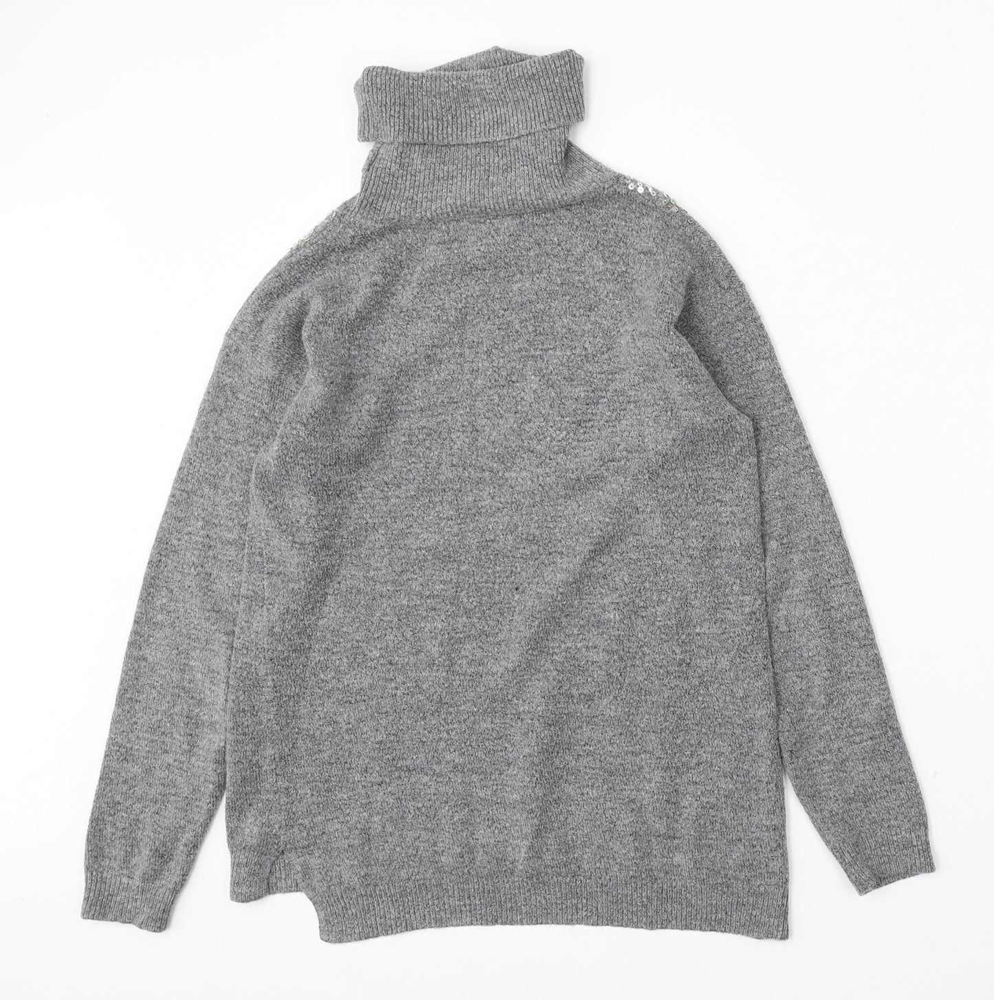 Nutmeg Womens Grey Roll Neck  Acrylic Pullover Jumper Size 10